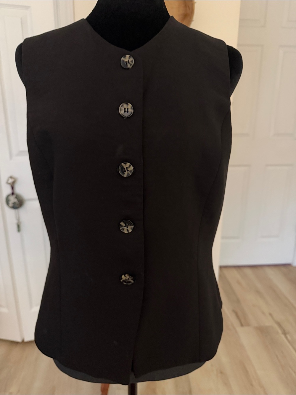 Rachel Zoe Black Sleeveless Button-Front Vest